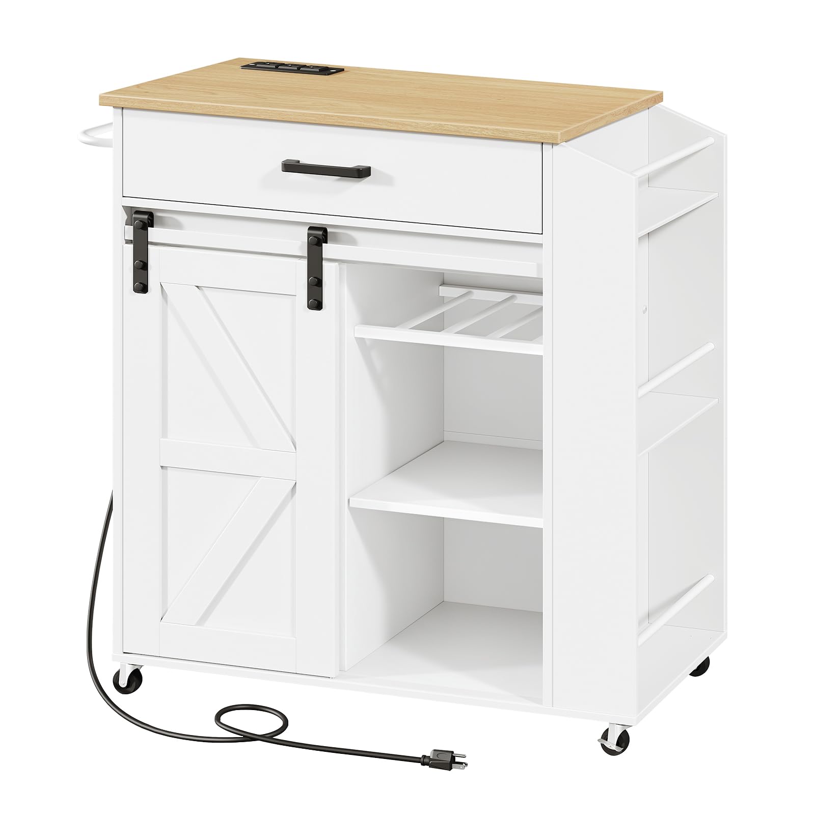 Rolling Kitchen Island with Power Outlet