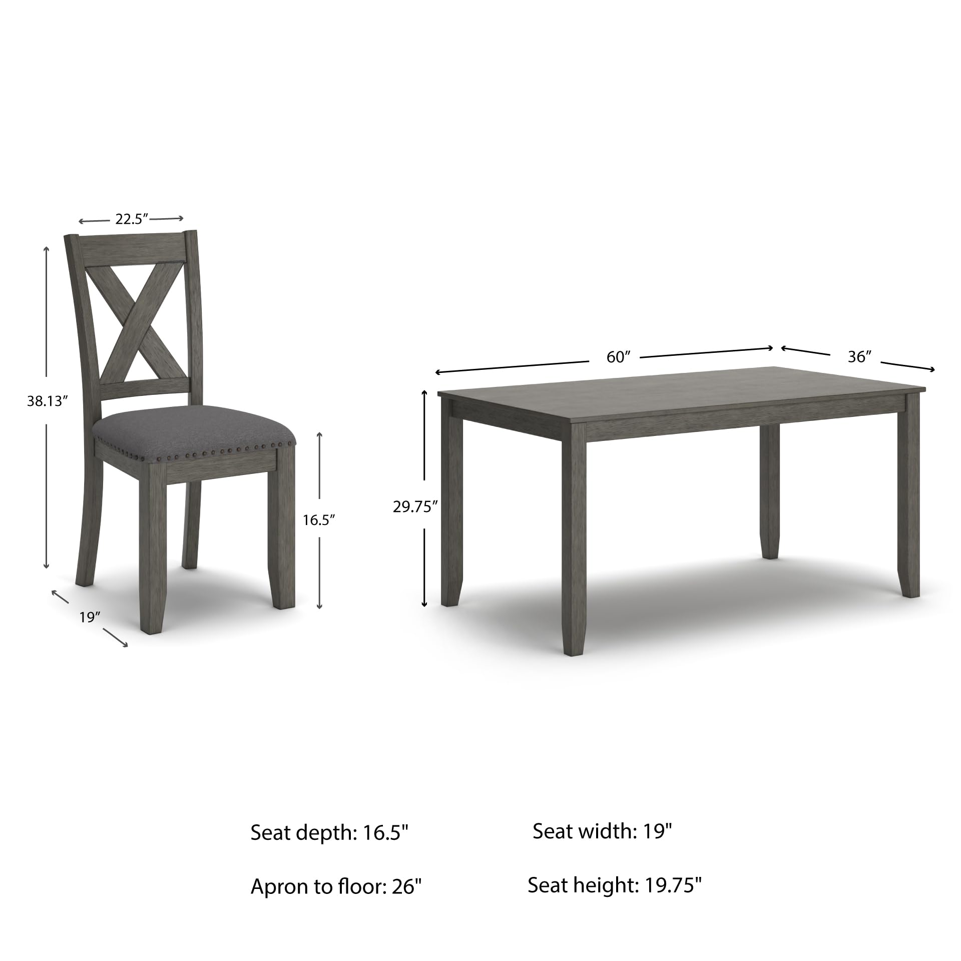 7-Piece Rustic Dining Set with X-Back Upholstered Chairs