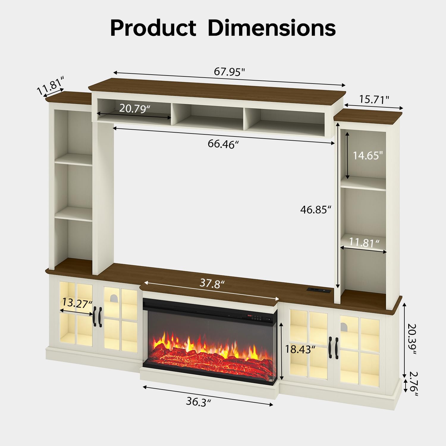 98" Farmhouse Entertainment Center with Electric Fireplace