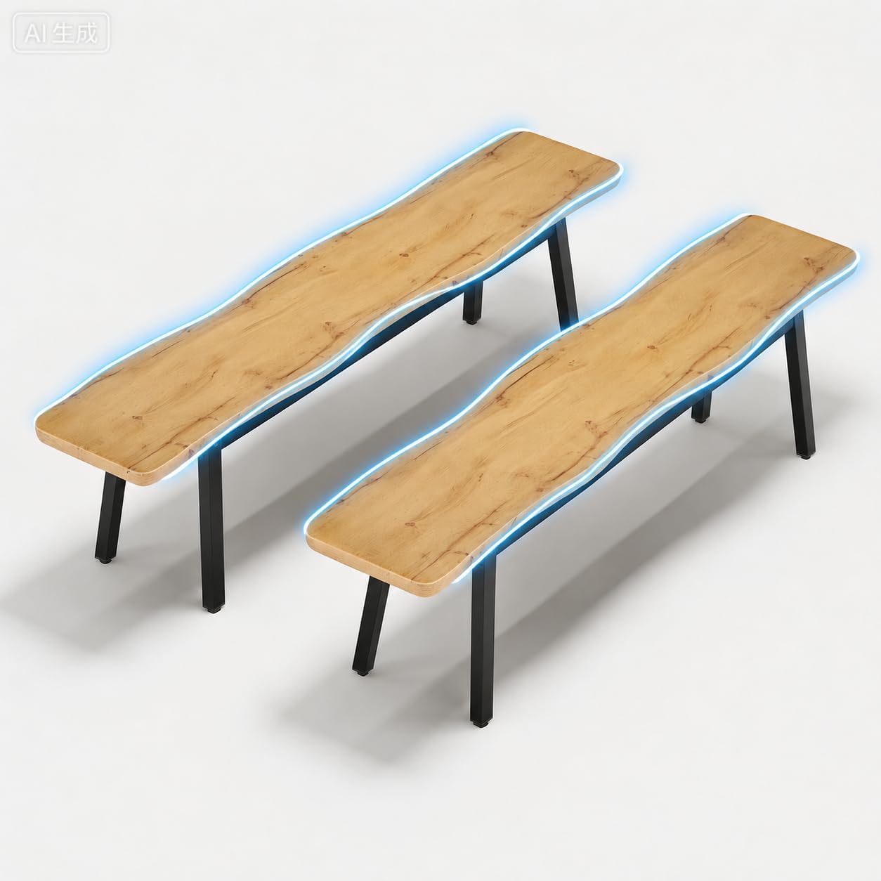 FUQARHY 59” Dining Bench Pair of 2 for 6-8 Person, Farmhouse Long Kitchen Table Benches, Entryway Bench, Indoor Bench (Oak)