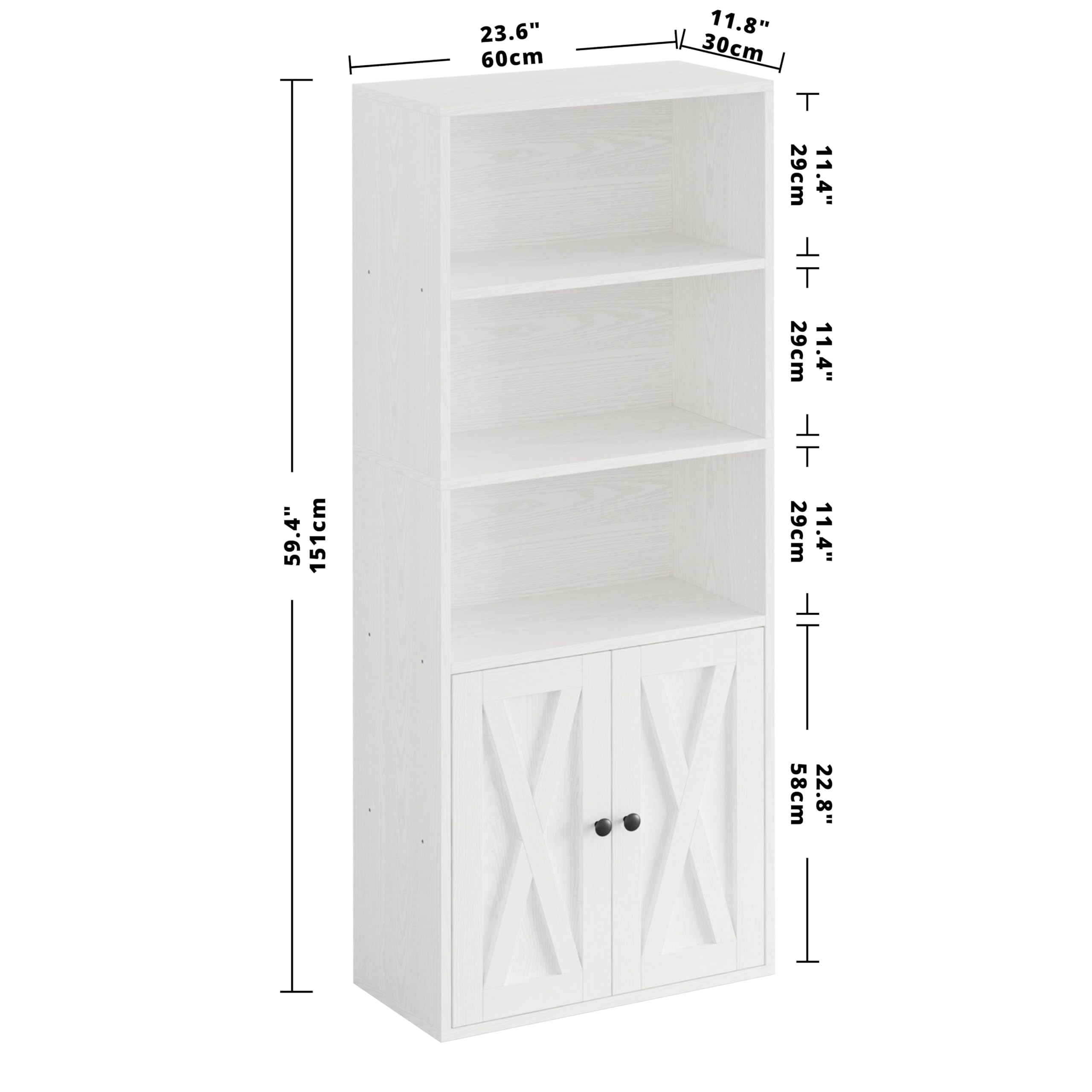 5-Tier Industrial Bookcase with Doors
