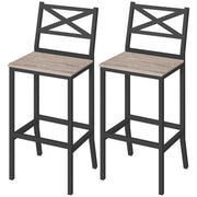 Bar Stools Set of 2 with Backrest & Footrest, 26" Counter Height