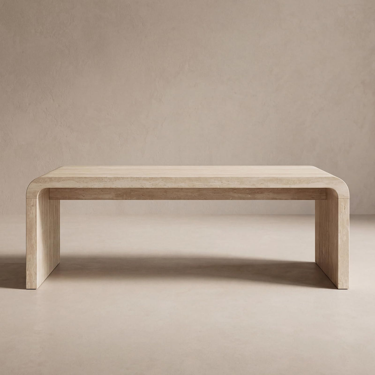 47" Travertine Look Coffee Table with Waterfall Edge
