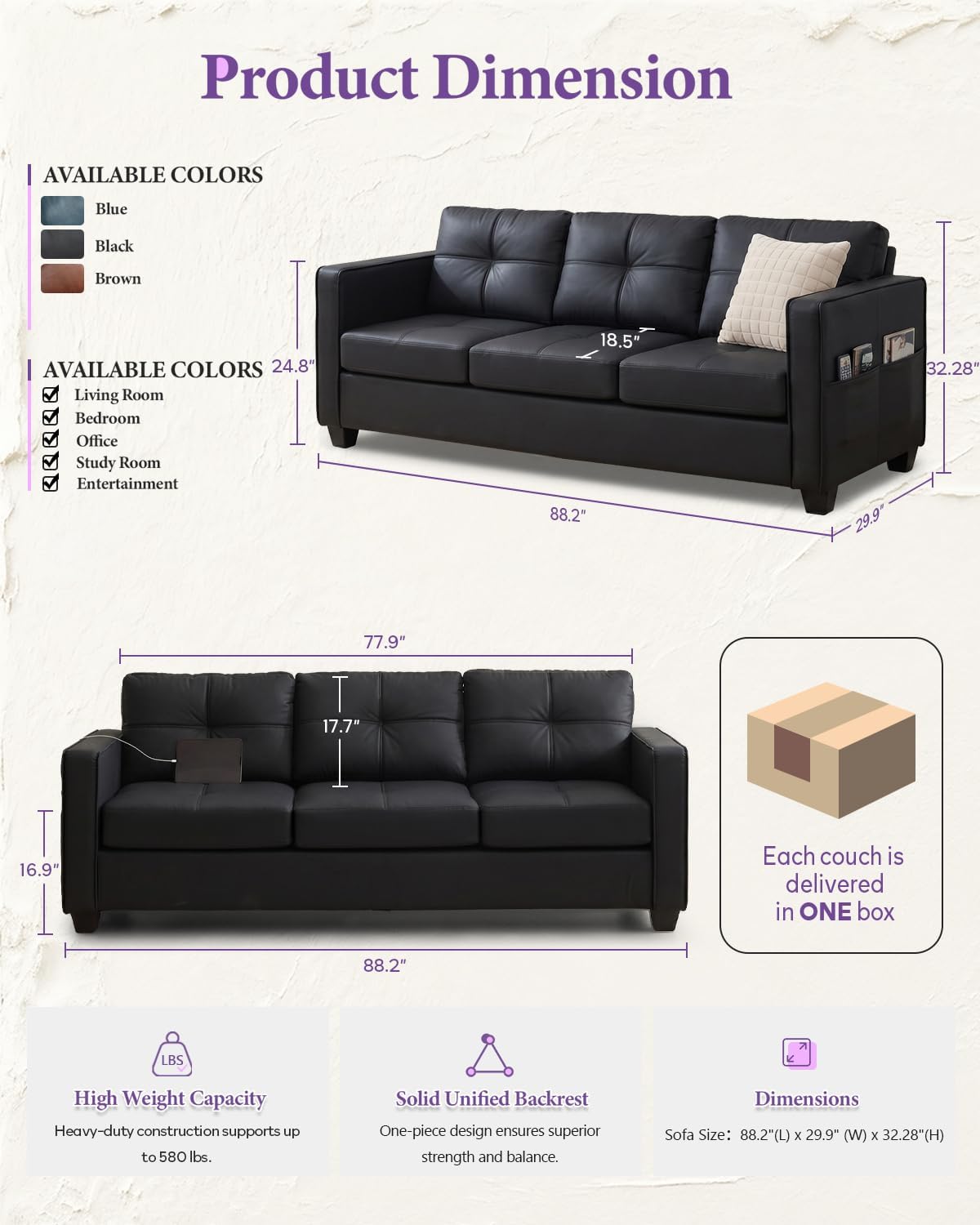 Faux Leather Sofa Set