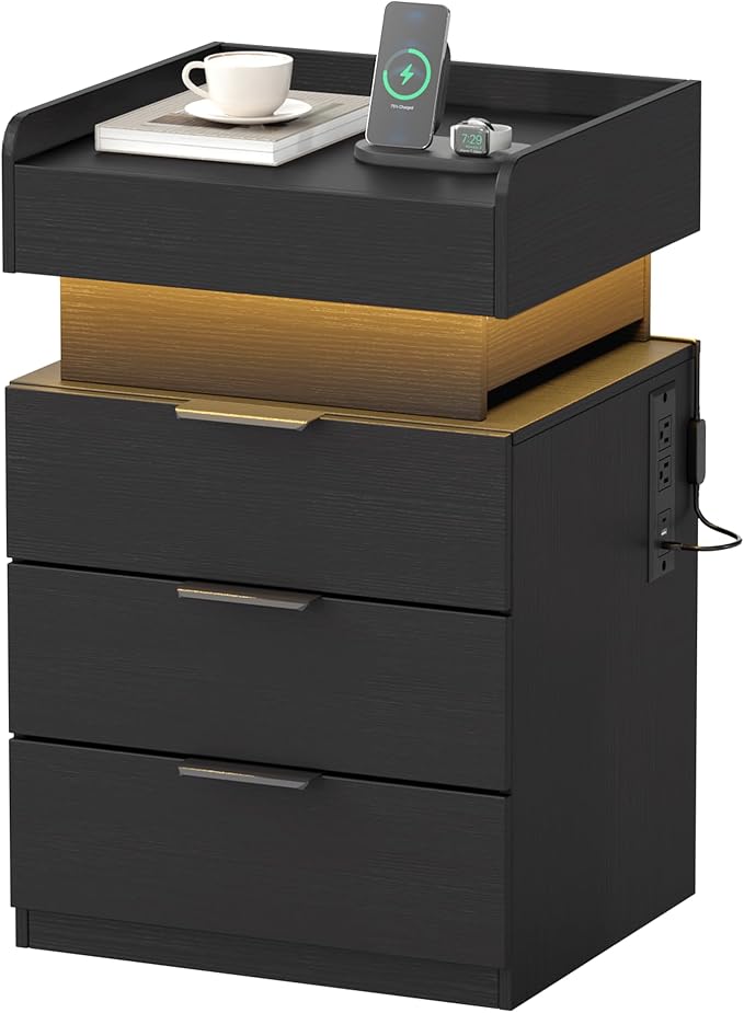 LED Nightstand with Charging Station