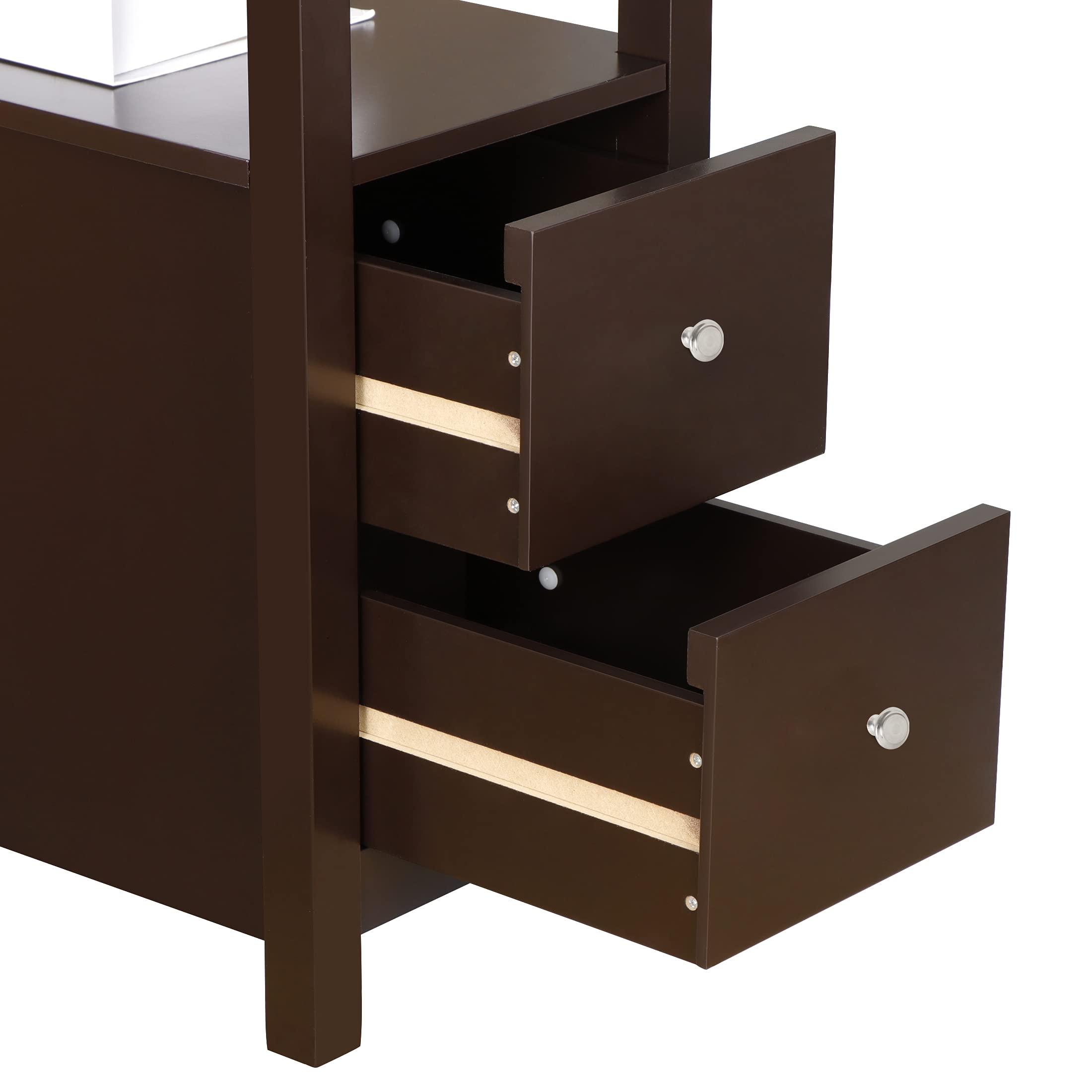 Slim End Table with Drawer & Storage Shelf