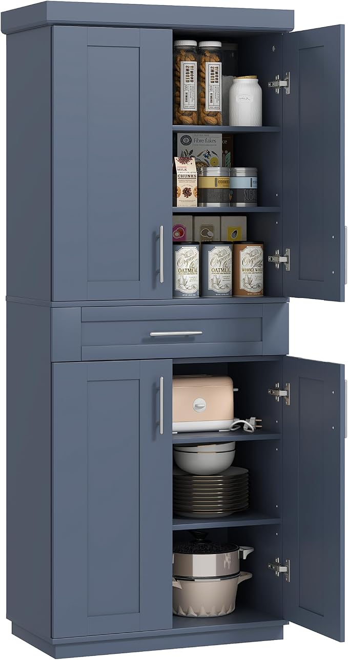 Gray Kitchen Pantry Cabinet