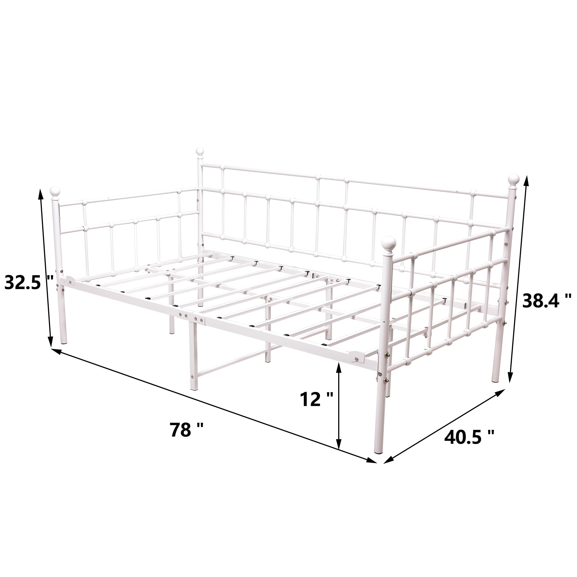 Twin Metal Daybed Frame with Steel Slats