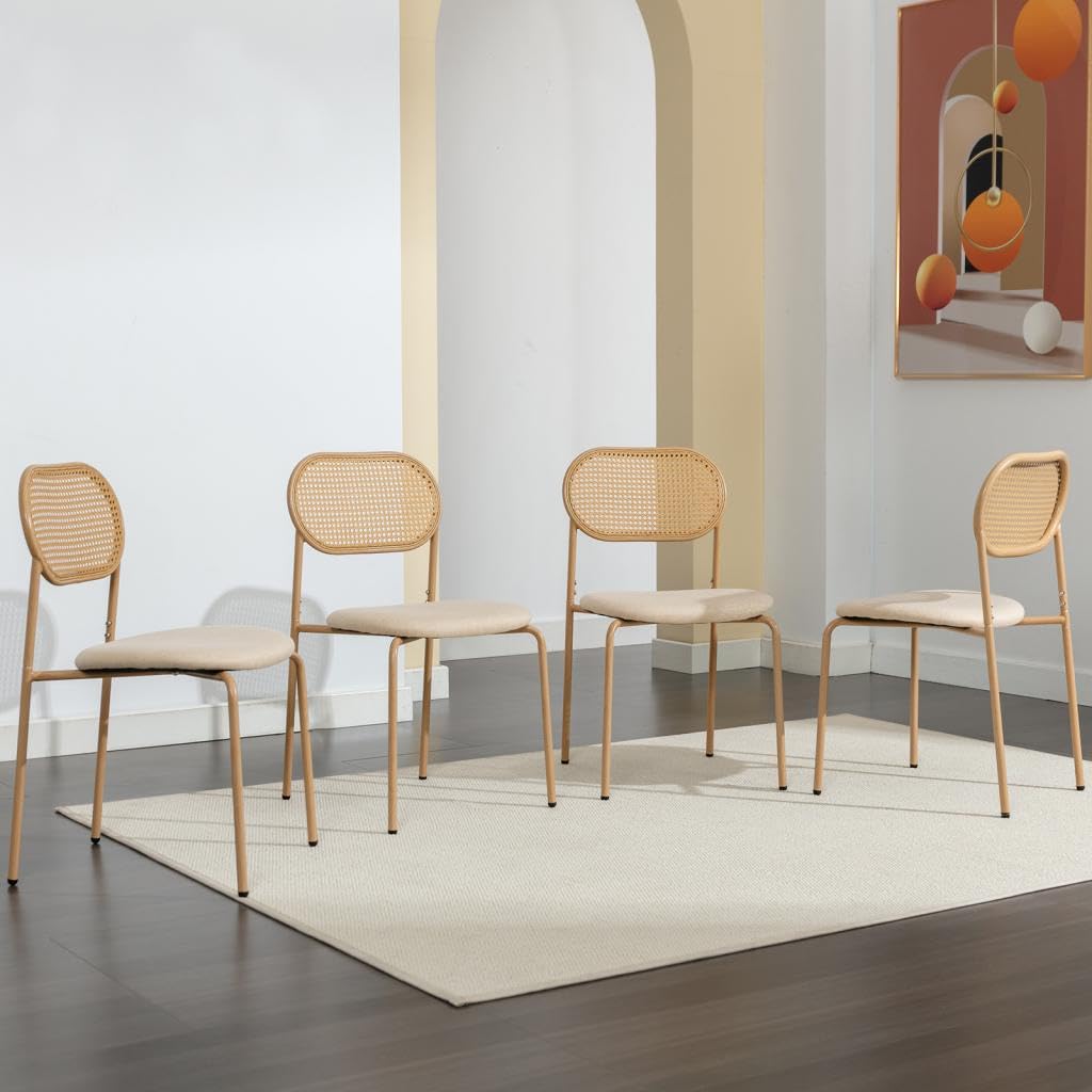 Rattan Dining Chairs, Set of 4