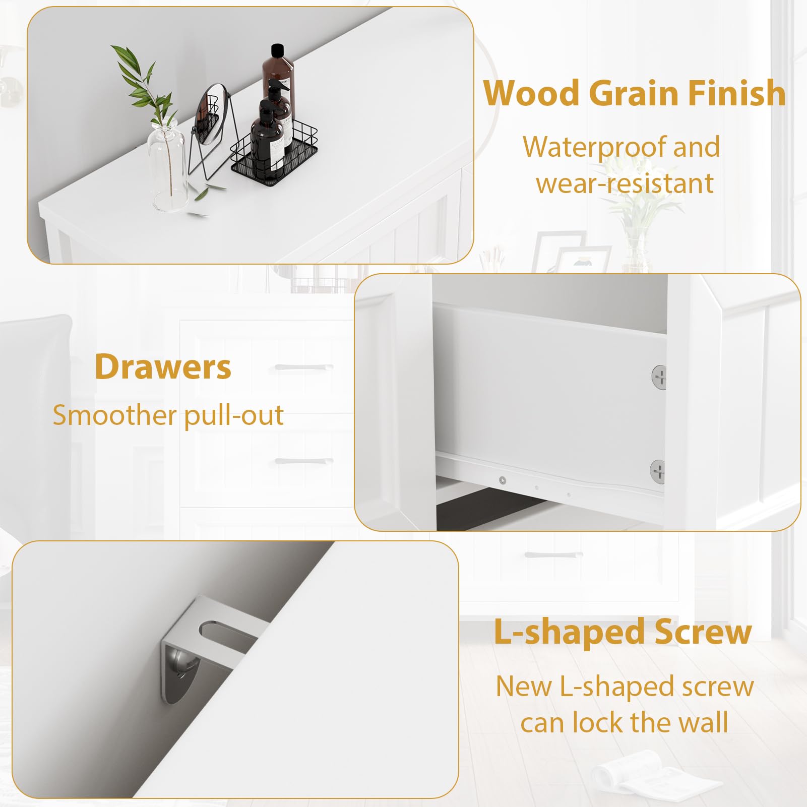 6-Drawer Farmhouse Dresser with Deep Storage