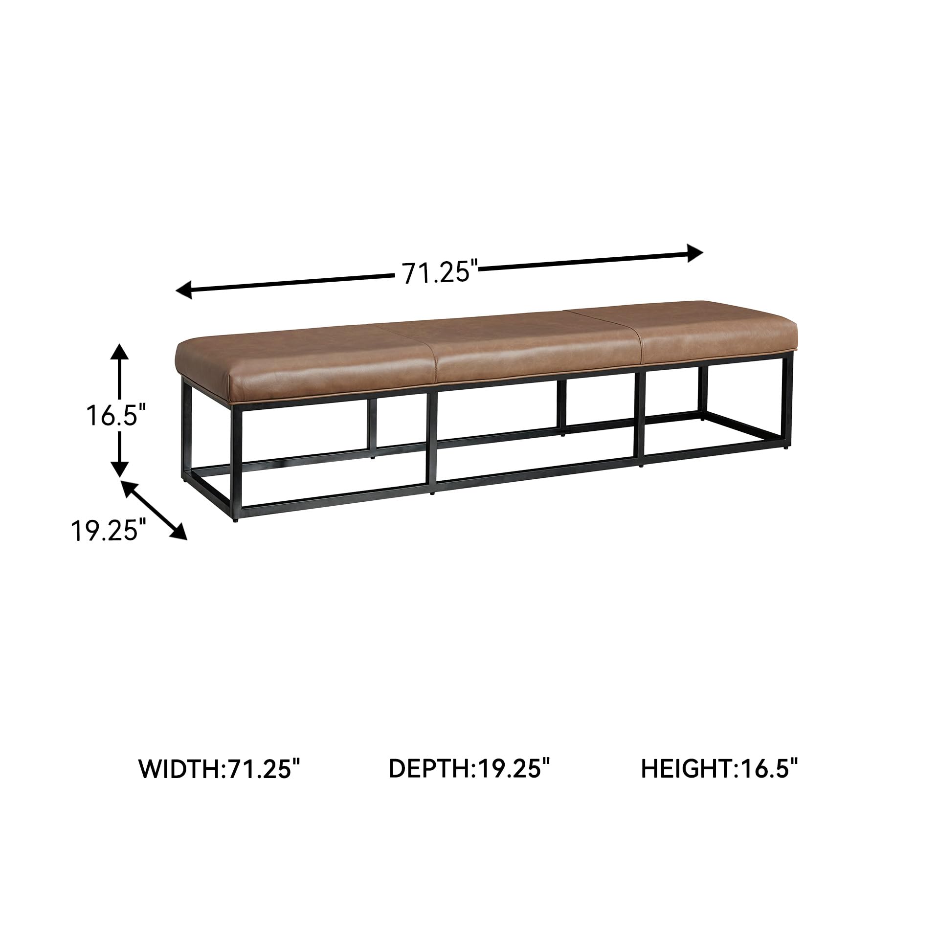 Leather Upholstered Accent Bench – Dark Brown & Black