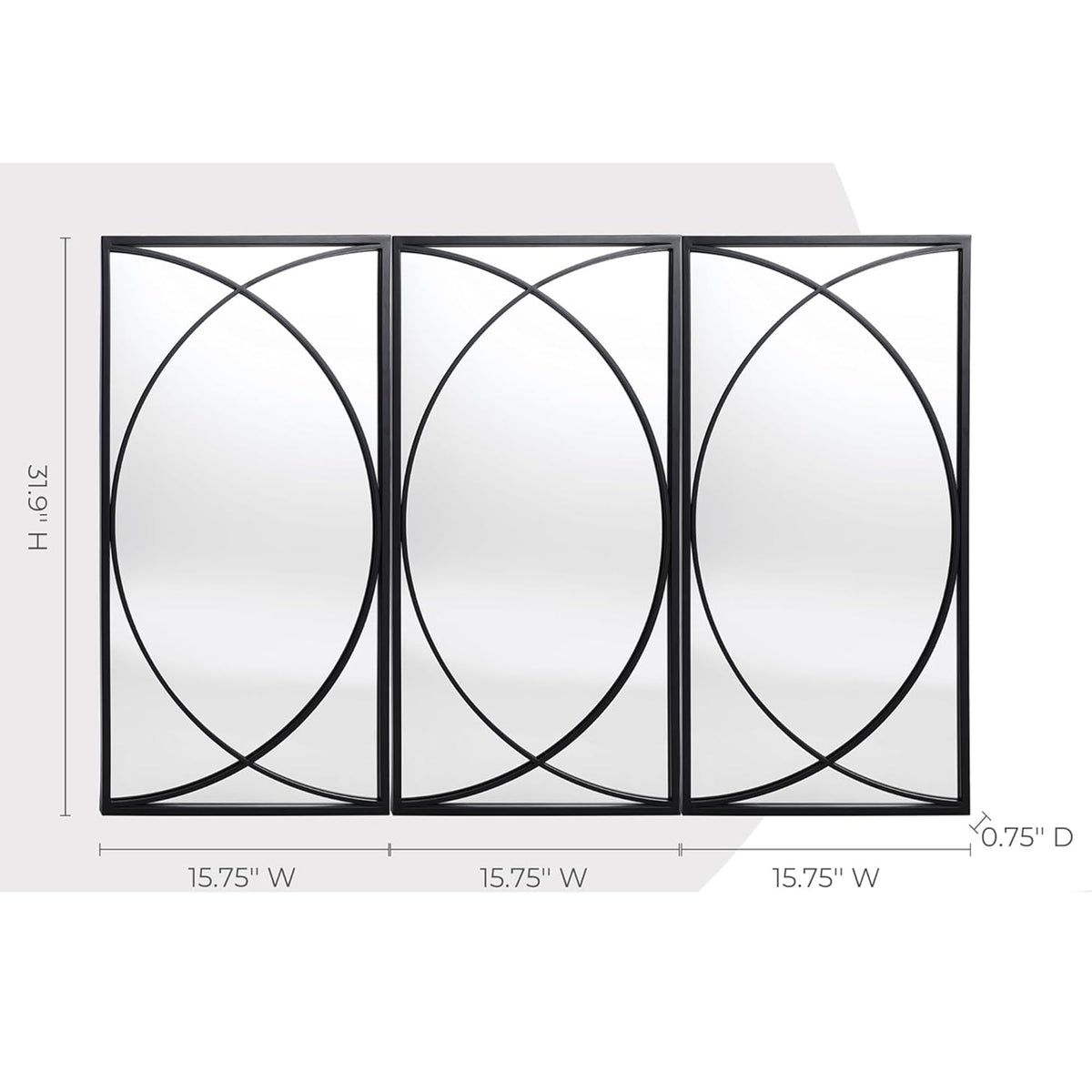 Black Rectangular Wall Mirror Set