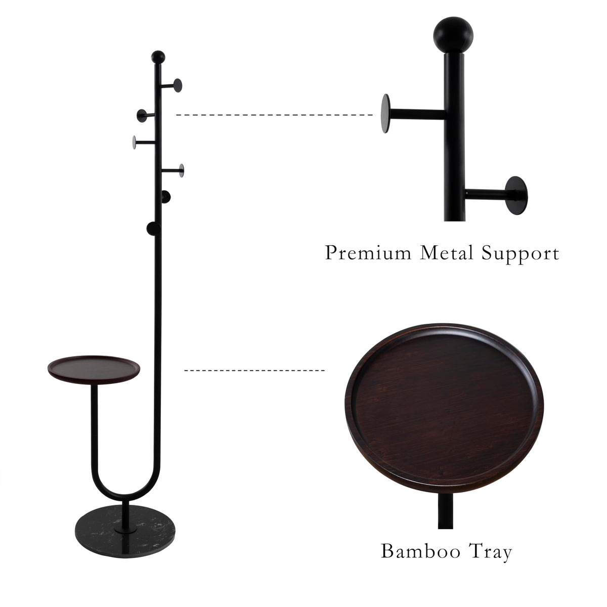 JIAYUEJU Coat Rack Freestanding with Table for Entryway (Black)