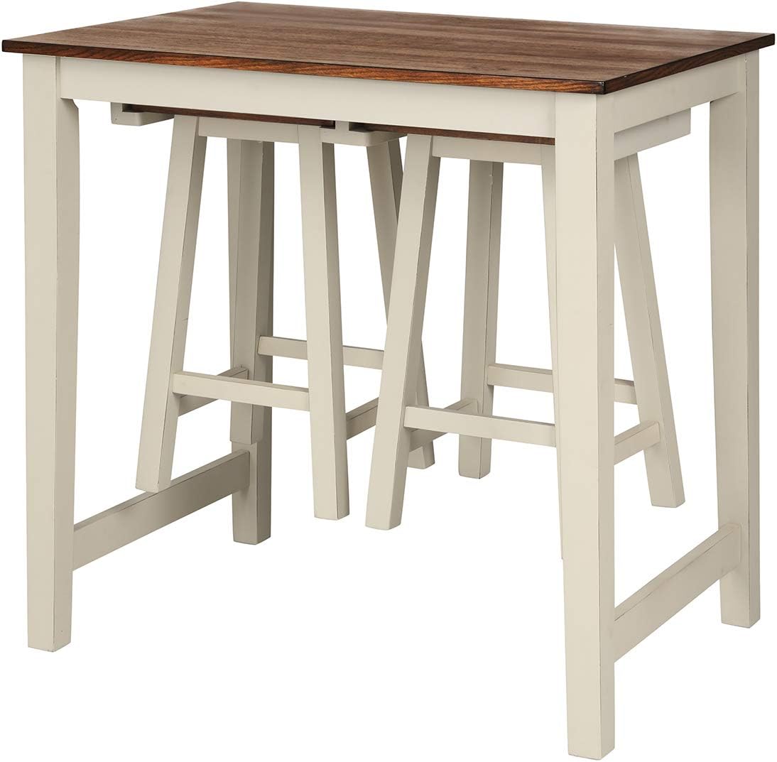 3-Piece Counter Height Pub Table Set with 2 Bar Stools