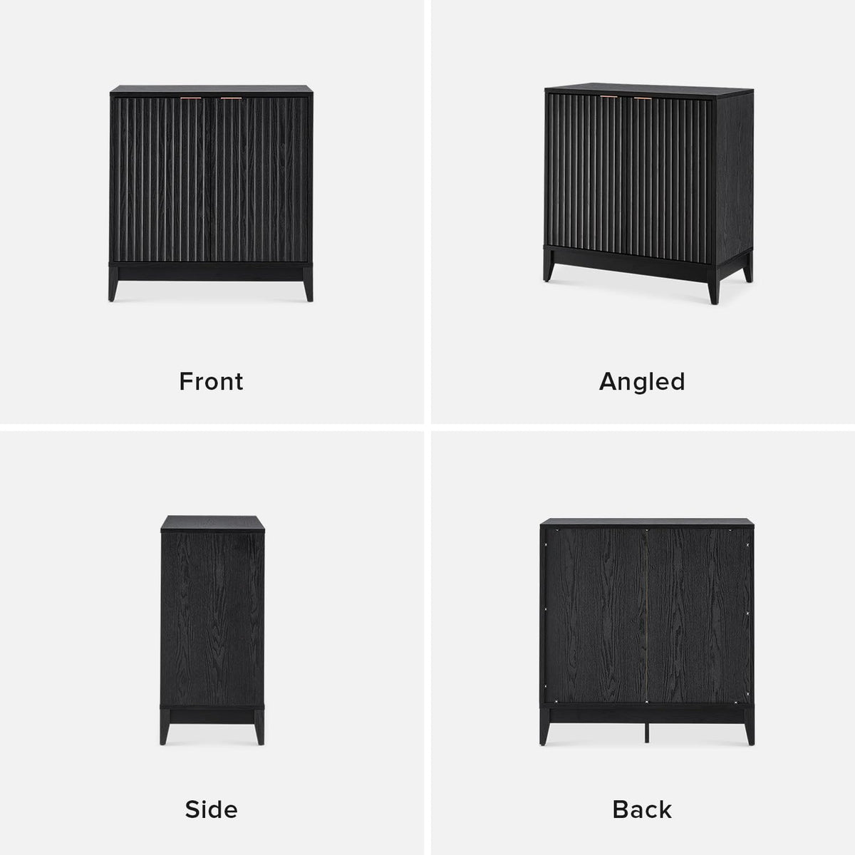 mopio Brooklyn Storage Cabinet, Sideboard, Credenza (Black, Set of 2)