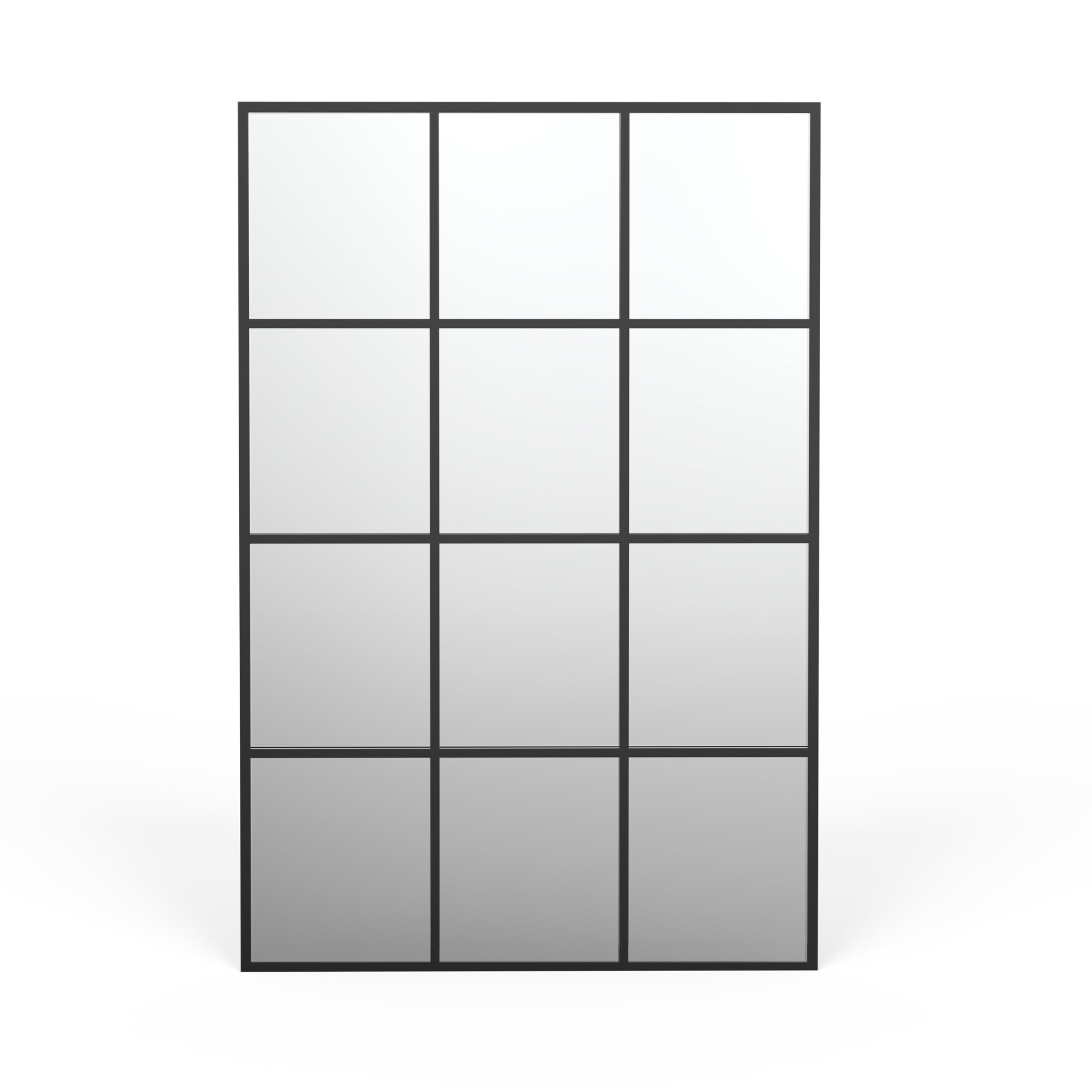 Arched Grid Wall Mirror – Matte Black, 47" x 32"