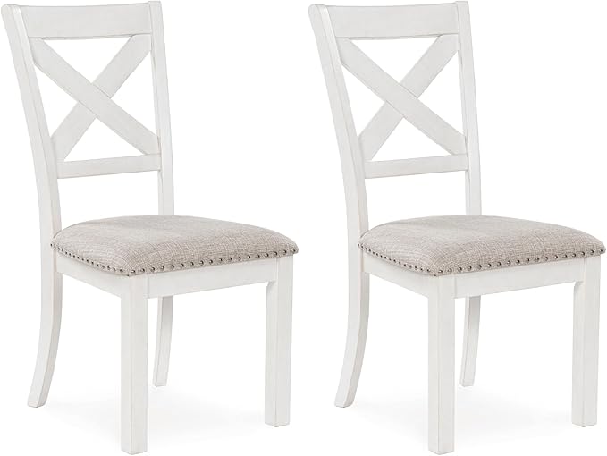 X Back Upholstered Dining Chairs, Set of 2