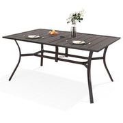 Outdoor Rectangle Patio Dining Table with Umbrella Hole