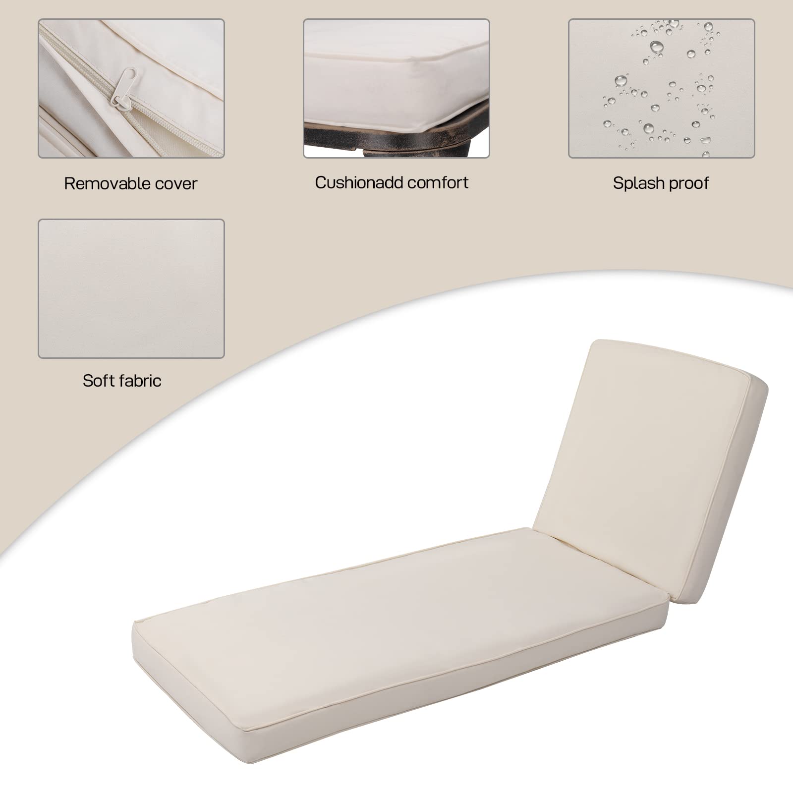 Outdoor Chaise Lounge Chair Set of 2 with Adjustable Backrest