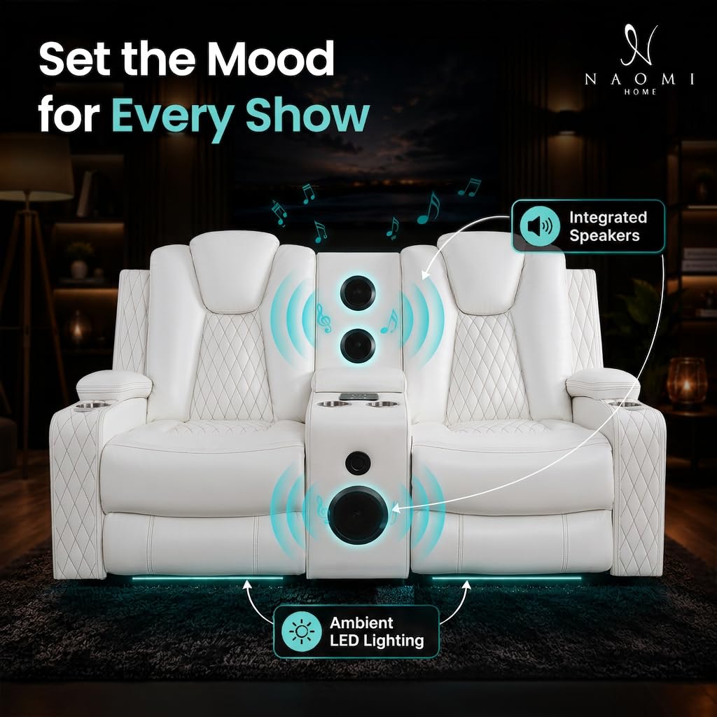 White Power Reclining Loveseat