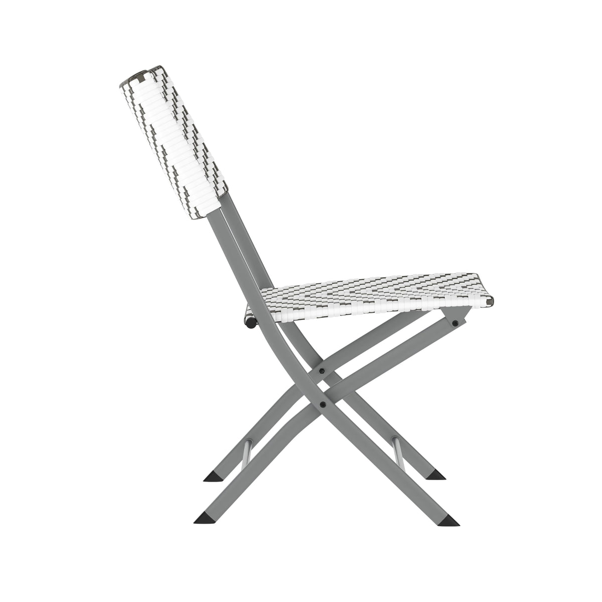 EMMA + OLIVER Gray/White Three Piece Folding Bistro Set