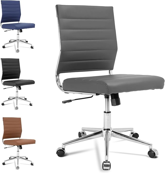 Armless Mid-Back Ergonomic Swivel Office Chair