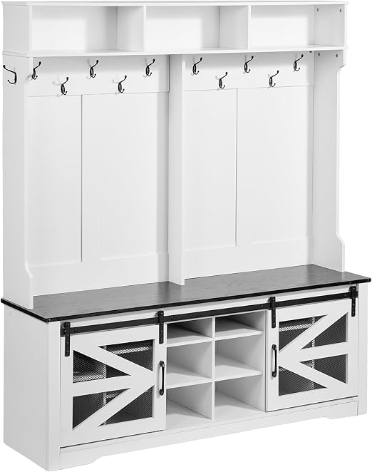 LED Hall Tree with Shoe Storage Bench