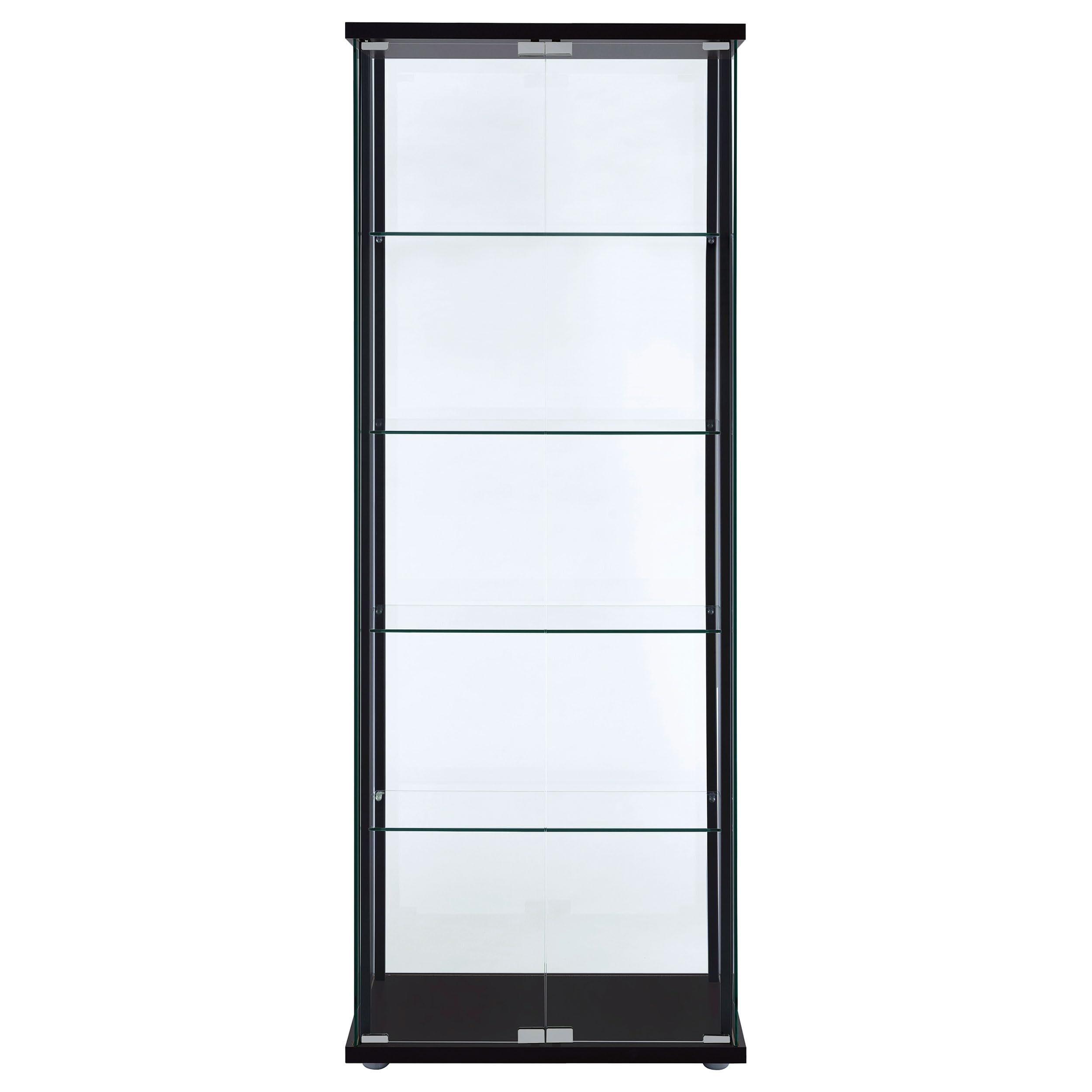 4-Shelf Glass Curio Cabinet with Wood Top, 2 Doors & Chrome Hardware – 64"