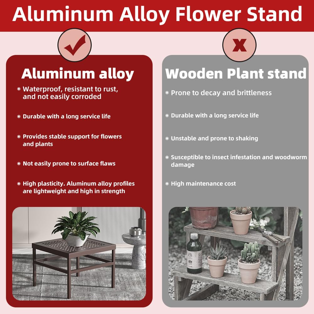 DHYGOTFUR Aluminum Plant Stand Indoor &Outdoor Heavy Duty Rustproof