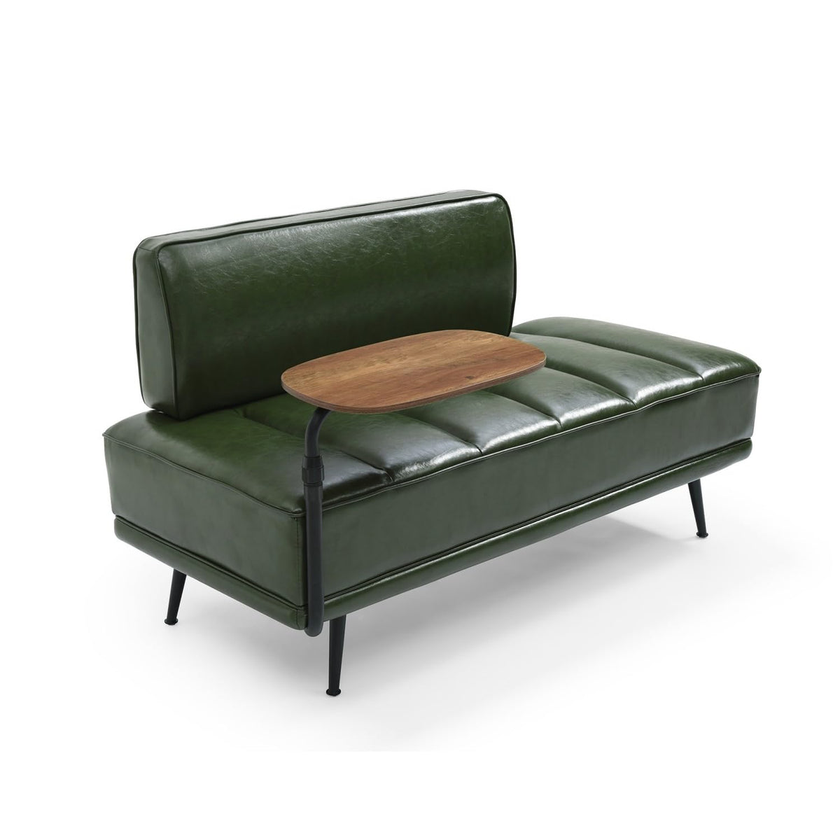 Faux Leather Loveseat with Swivel Tray