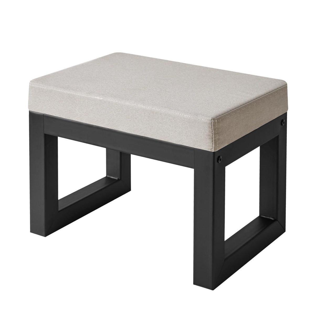 Grey Linen Footstool Ottoman