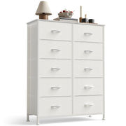 Sweetcrispy 10 Drawer Tall Dresser for Bedroom & Living Room, White