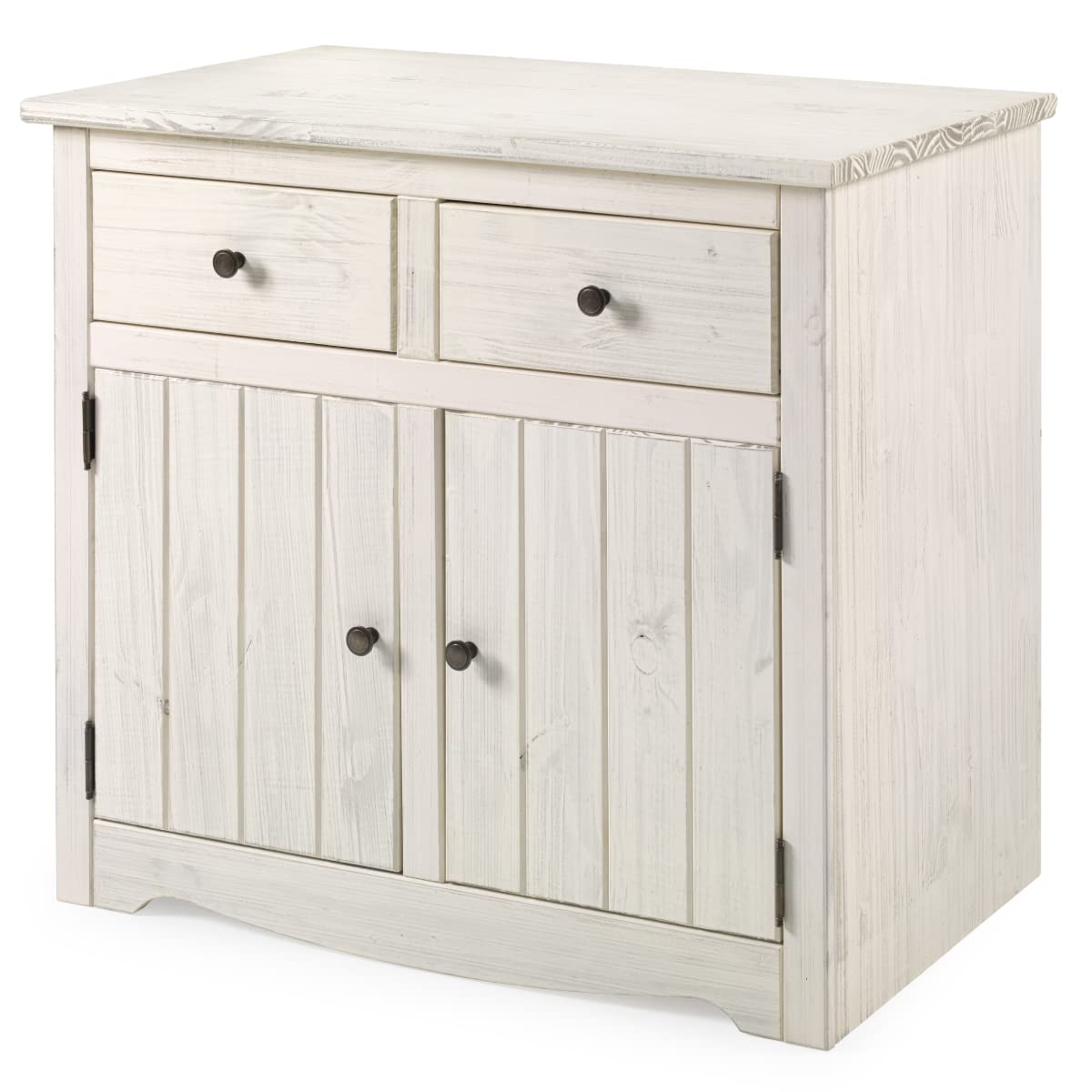 Furniture Dash - Wood Sideboard Cabinet - Storage Cabinet - Credenza for Living Room - Storage - Sideboard Buffet - 35.83" W, 16.93" D, 32.83" H - 57.32lb (White Distressed)