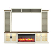 98" Farmhouse Entertainment Center with Electric Fireplace