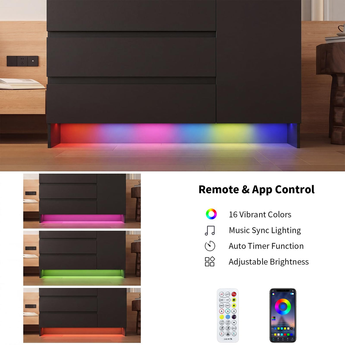 VOWNER Armoire Wardrobe Closet with 4 Doors, Bedroom Armoire with Mirrors