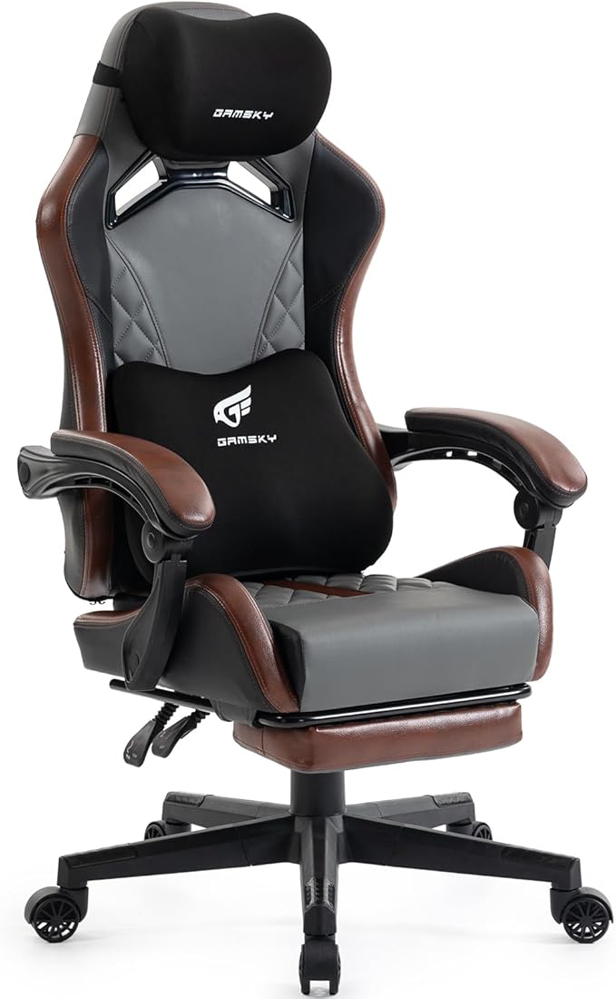 Ergonomic Gaming Chair with Footrest & Memory Foam Support