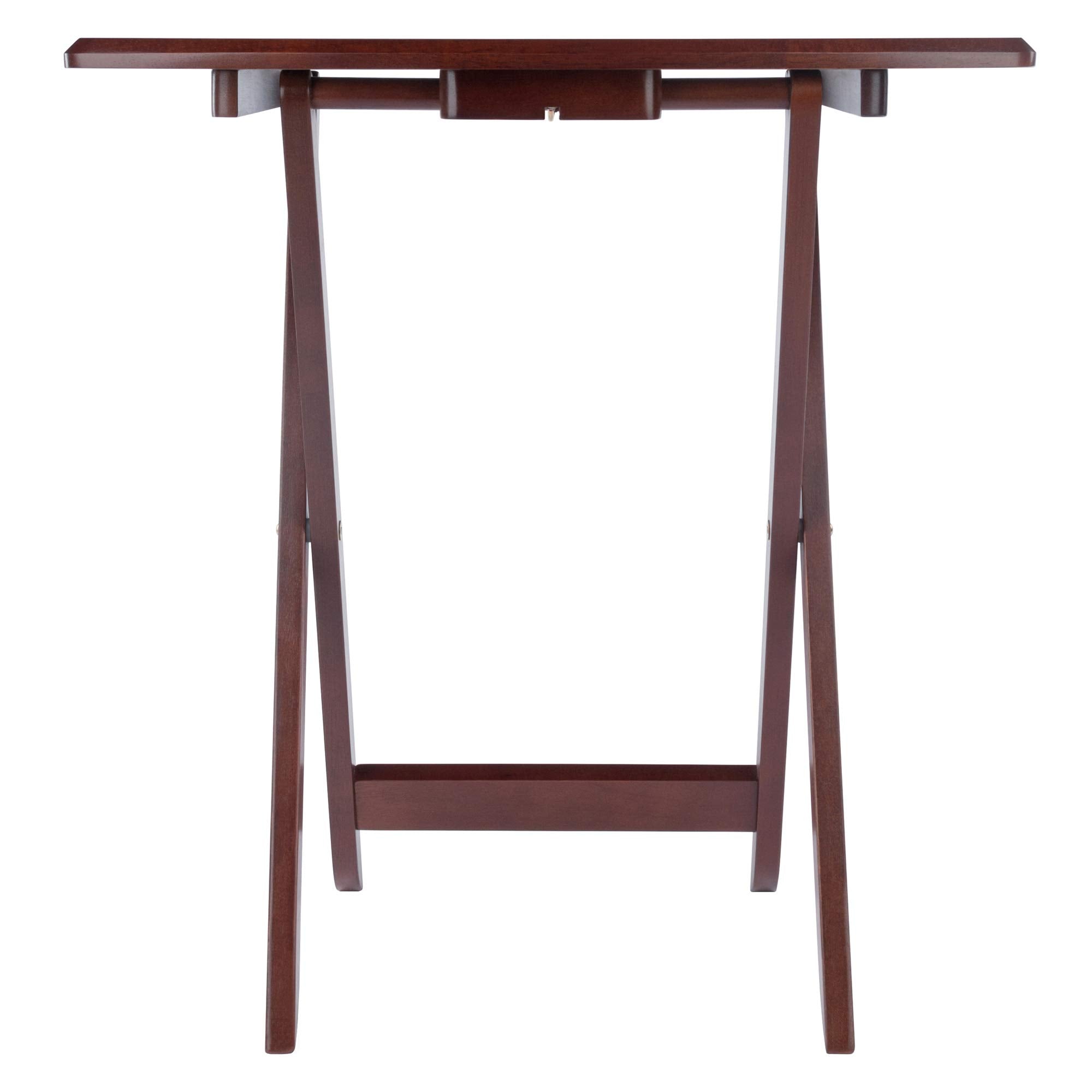 5-Piece Foldable Snack Table Set with Storage Rack – Walnut