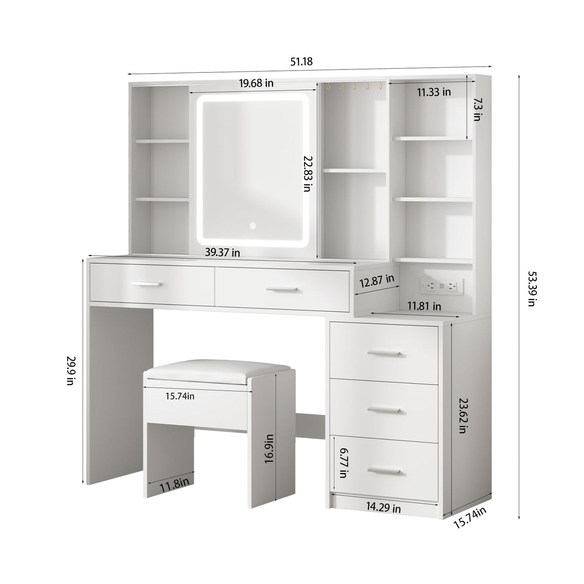 White LED Makeup Vanity