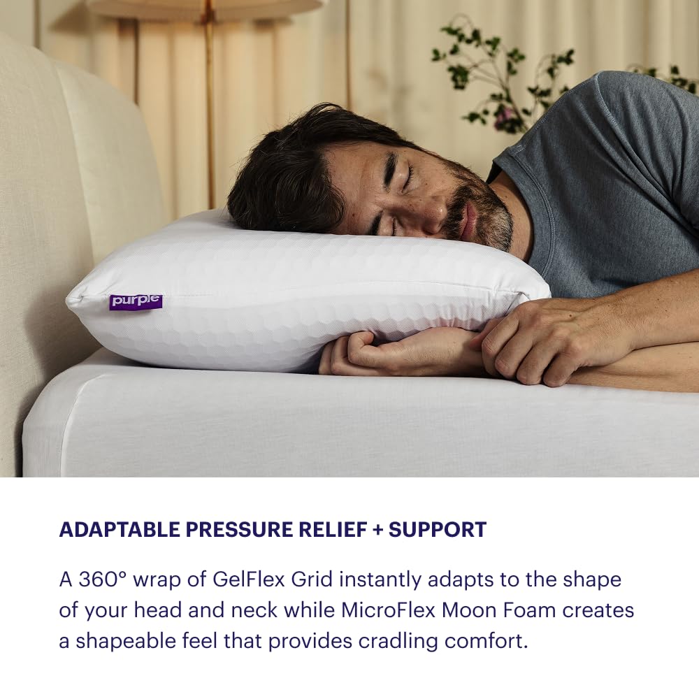 Purple Freeform Pillow - King Size - Customizable Cooling Neck Pillow with Adjustable Fill, GelFlex Grid and MicroFlex Moon Foam, Personalized Height and Firmness for All Sleepers