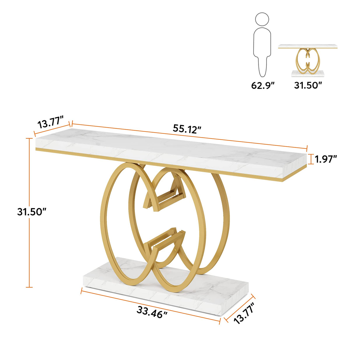 Faux Marble Console Table