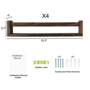 DUICIRX Nursery Room Shelves Set of 4, Wood Floating Book Shelves for Kids Room, Baby Book Shelf for Nursery, Kitchen Spice Rack (Carbonized Brown)