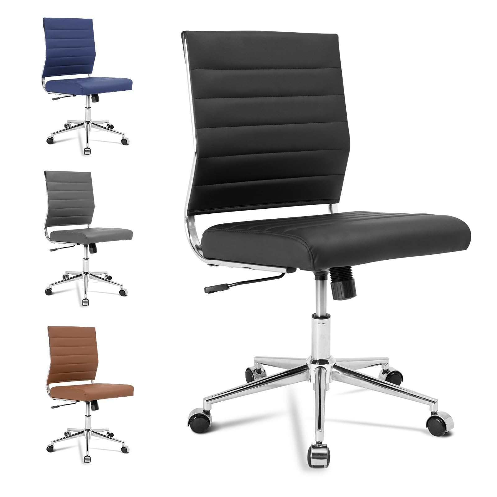 Armless Mid-Back Ergonomic Swivel Office Chair