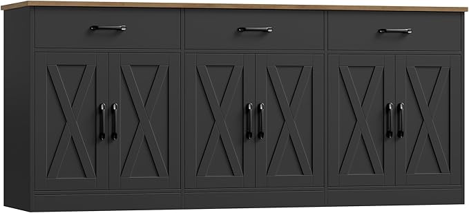 71" Farmhouse Sideboard Buffet Cabinet with Storage