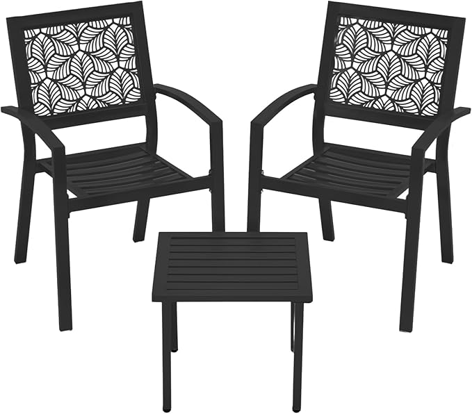 3-Piece Patio Bistro Set with 2 Chairs & Table