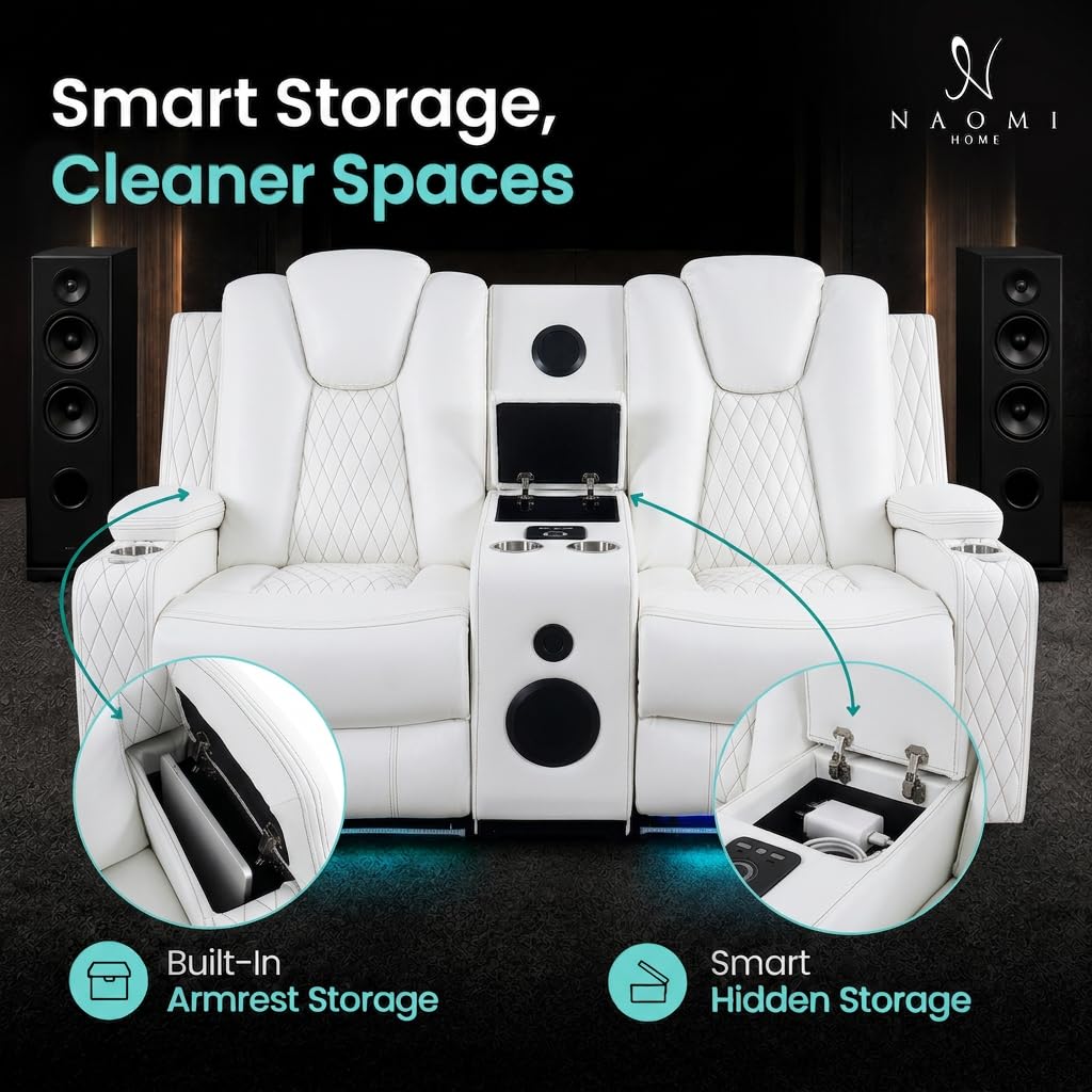 White Power Reclining Loveseat