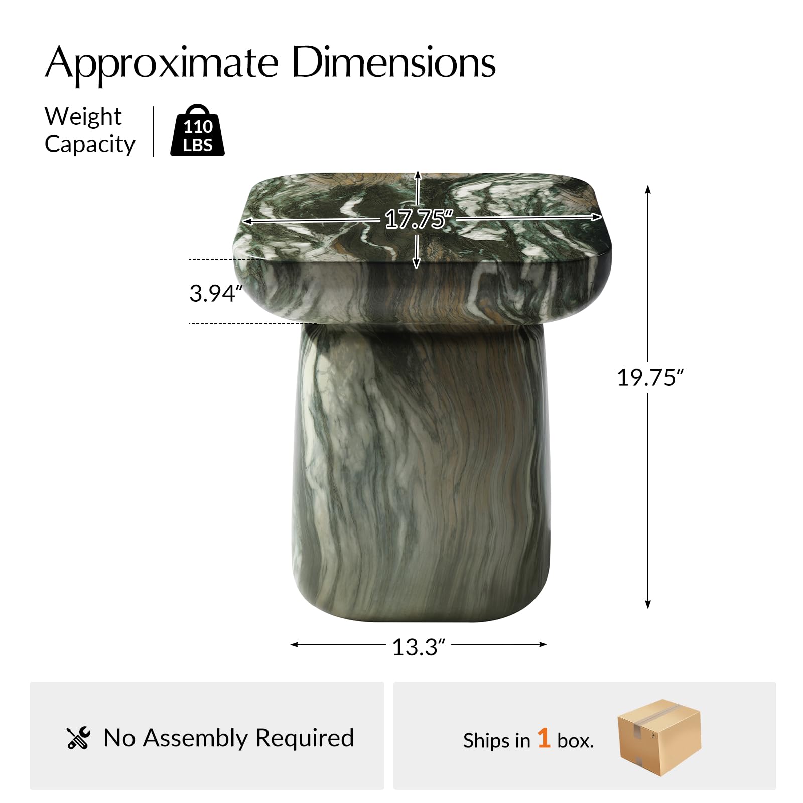 Concrete Pedestal Side Table with Faux Marble Finish