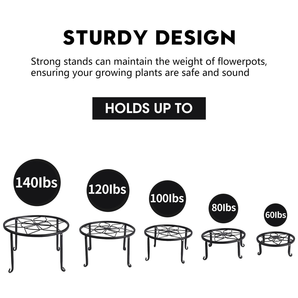 5 Pack Metal Plant Stand,Heavy Duty Plant Stands for Indoor and Outdoor