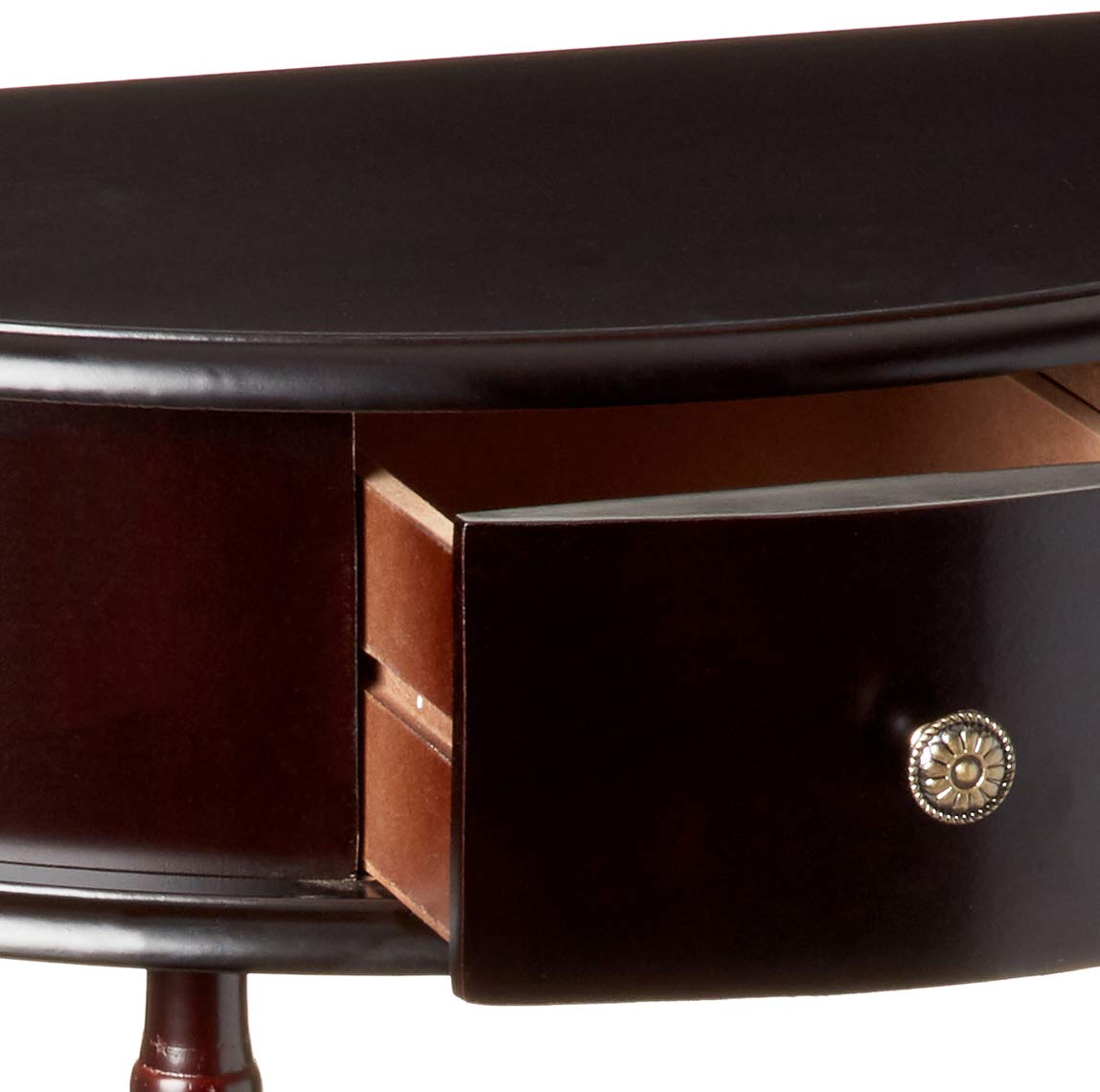 Crescent End Table with Drawer & Lower Shelf