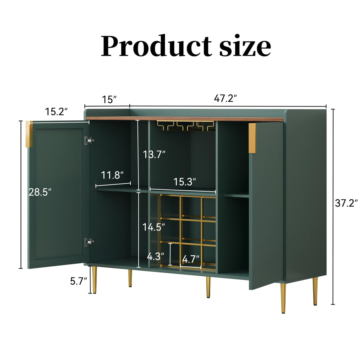 Green Fluted Wine Cabinet