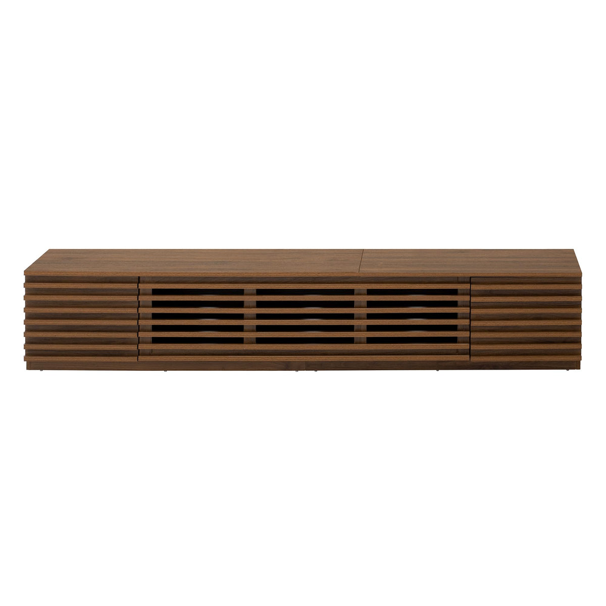 Marzzi 70" Walnut TV Stand with Slatted Doors for TVs Up to 80"